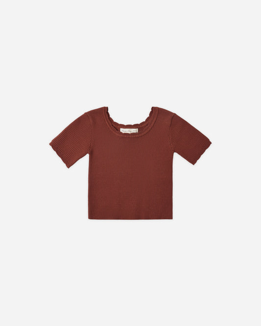 Rylee + Cru - Scallop Tee || Brick