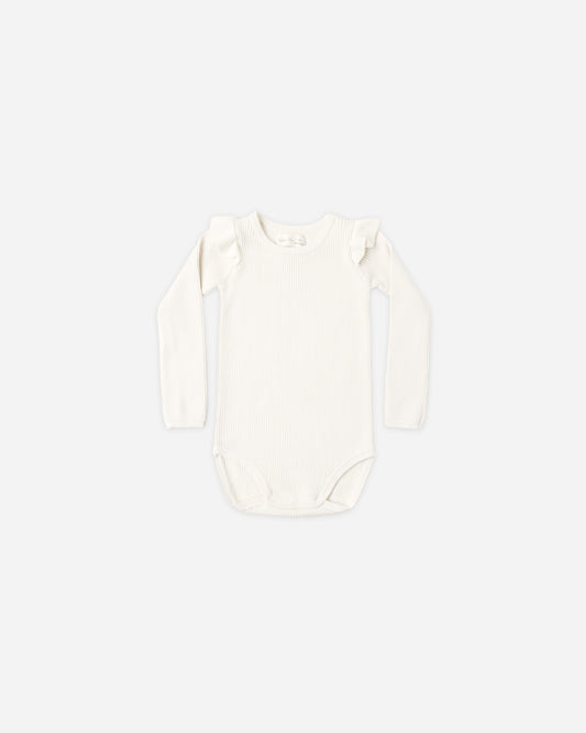 Rylee + Cru - Shoulder Ruffle Bodysuit || Natural