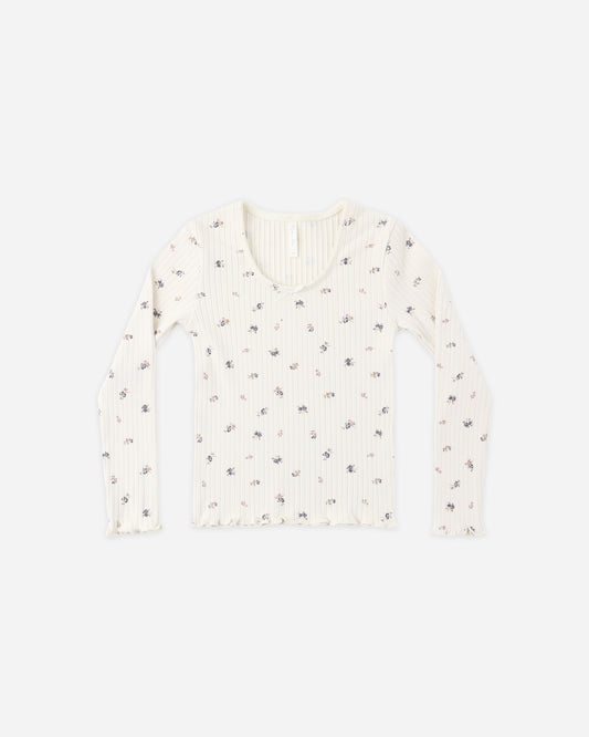 Rylee + Cru - Ribbed Long Sleeve || Natural Ditsy