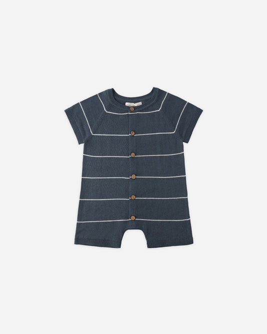 Rylee + Cru - Liam Knit Romper || Navy Stripe