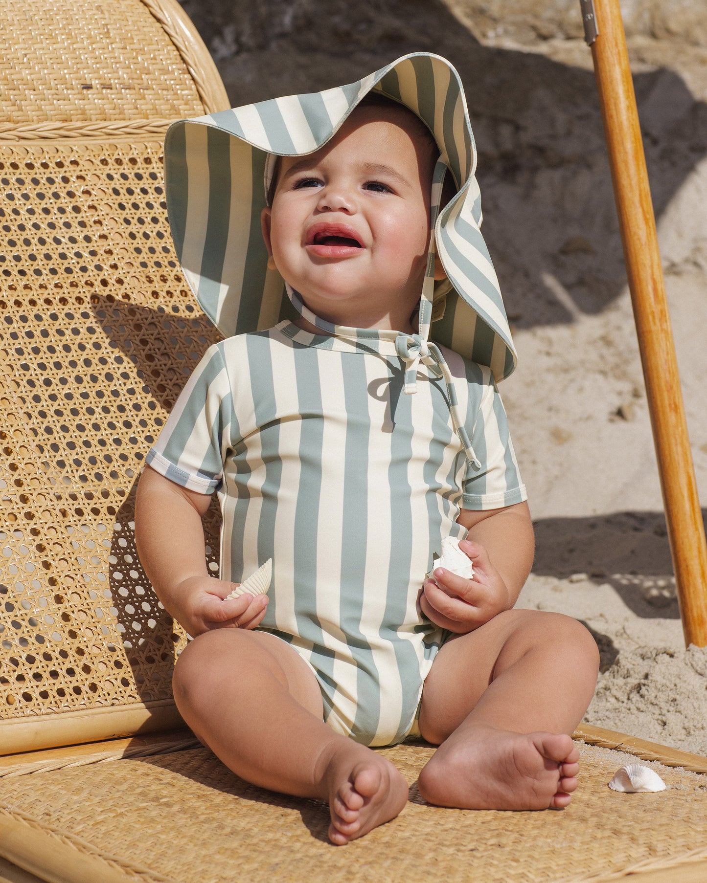 Rylee + Cru - Floppy Swim Hat || Green Stripe