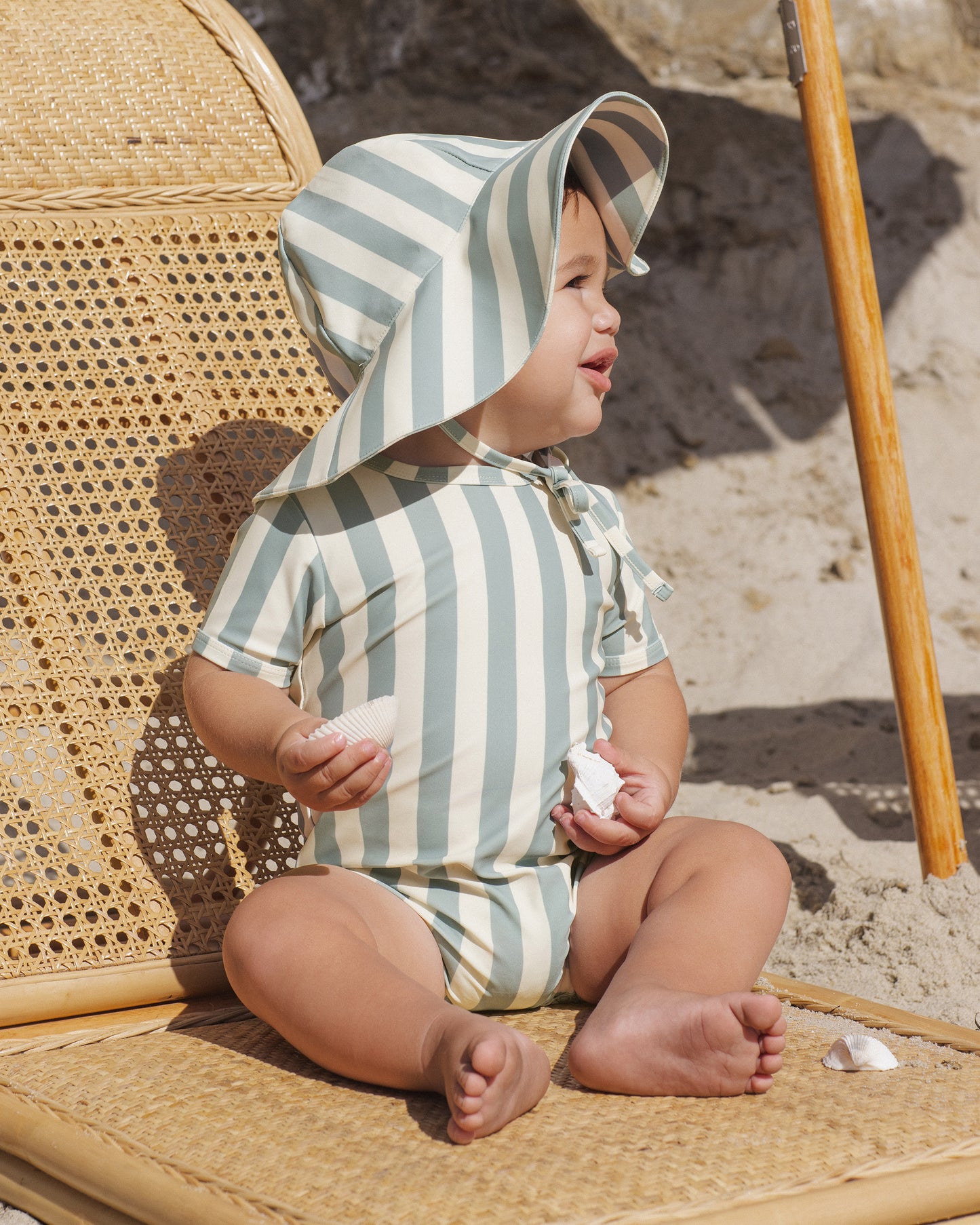 Rylee + Cru - Floppy Swim Hat || Green Stripe