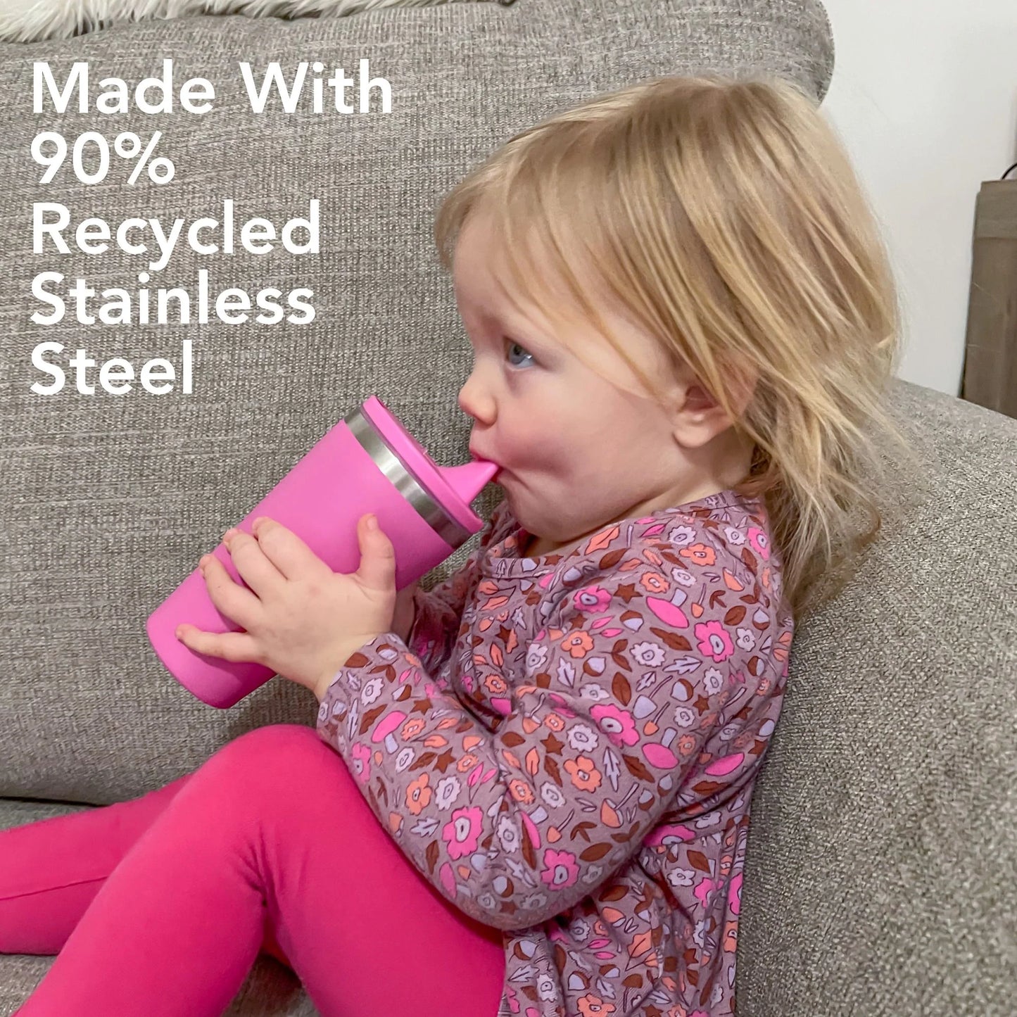 Re-Play - 10oz Vacuum-Insulated Stainless Steel Sippy Cup - Bright Pink