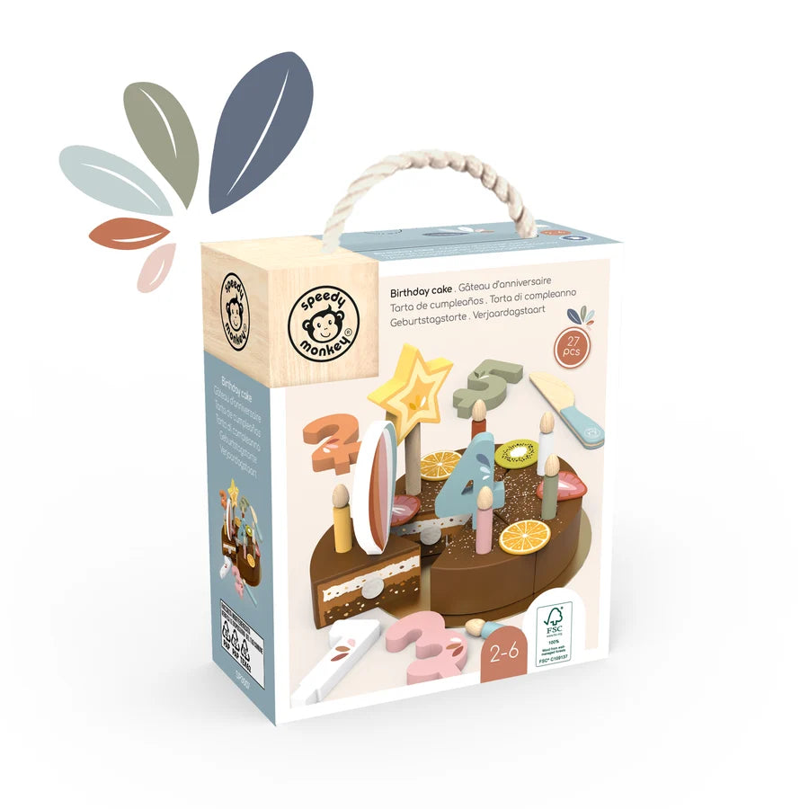 Speedy Monkey - Birthday Cake Wooden Toy