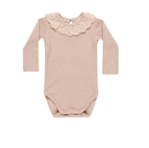 Quincy Mae - Ruffle Collar Bodysuit + Legging Set - Blush