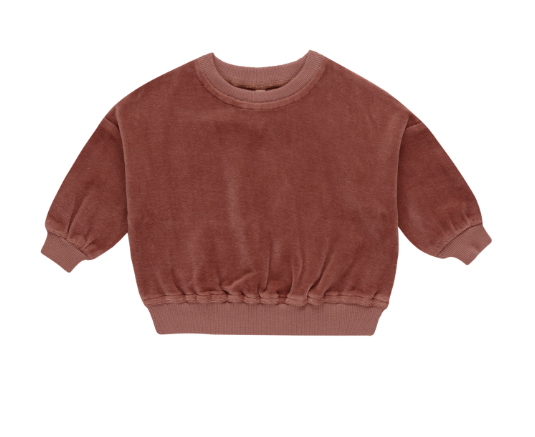 Quincy Mae - Velour Relaxed Sweatshirt + Sweatpant Set - Cranberry