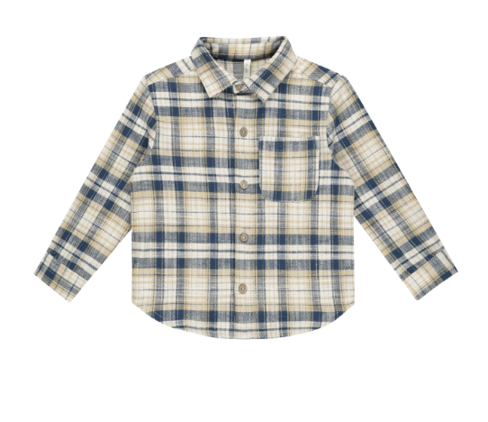 Rylee + Cru - Collared Long Sleeve Shirt - Indigo Plaid