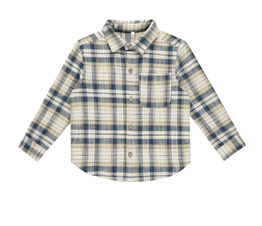 Rylee + Cru - Collared Long Sleeve Shirt - Indigo Plaid