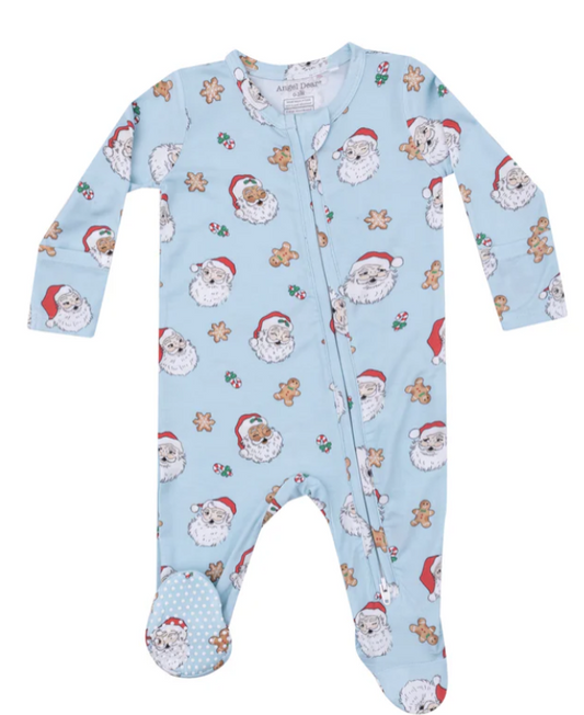 Angel Dear - Vintage Santas Blue Zipper Footie
