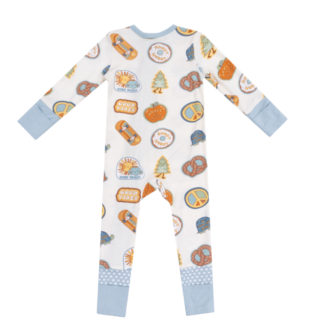 Angel Dear - Groovy Vibes Stickers 2 Way Zipper Romper