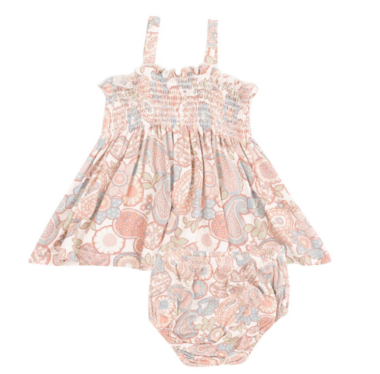 Angel Dear - Folk Paisley Smocked Top & Bloomer