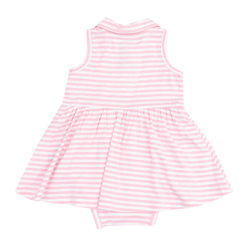 Angel Dear - Golf Pink Mini Applique Polo Collar Bodysuit Dress