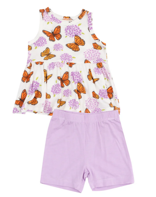 Angel Dear - Monarch Butterflies & Milkweed Tank Peplum Top & Bike Shorts