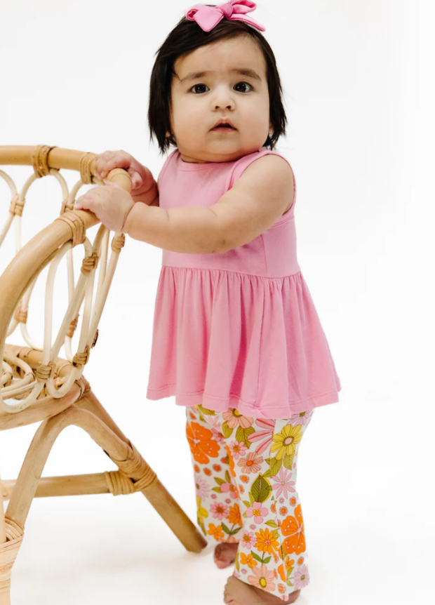 Angel Dear - Boho Beachy Floral Tank Peplum Top & Baby Bells