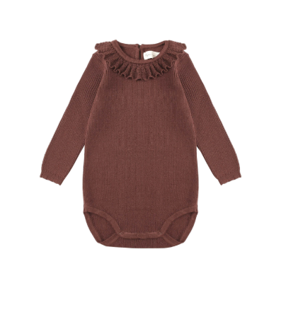Rylee + Cru - Ruffle Collar Bodysuit || Burgundy