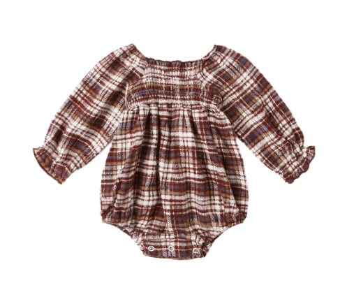 Rylee + Cru - Adelaide Romper || Burgundy Plaid