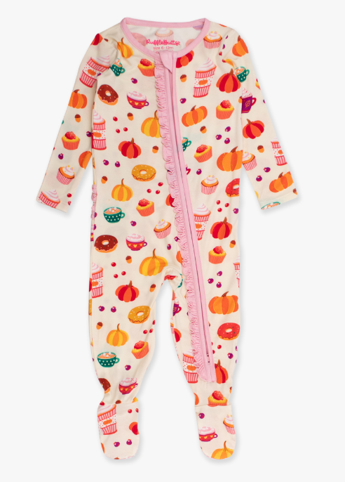 RuffleButts + RuggedButts - Ruffle One Piece Footie Pajama - Fall Treats