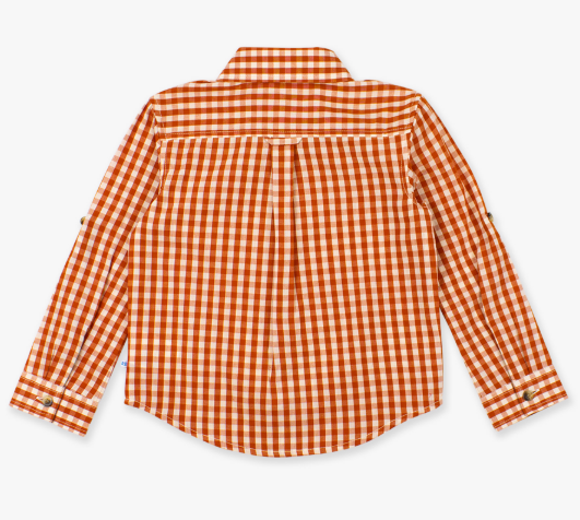 RuffleButts + RuggedButts - Long Sleeve Button Down - Classic Rust Gingham