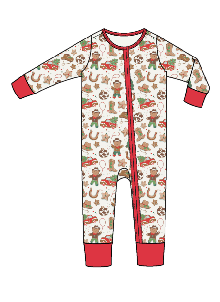 Angel Dear - Cowboy Christmas - 2 Way Zipper Romper