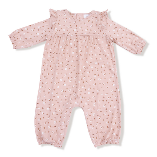Angel Dear - Carrie Floral Pink - Bamboo - Ruffle Sleeve Romper