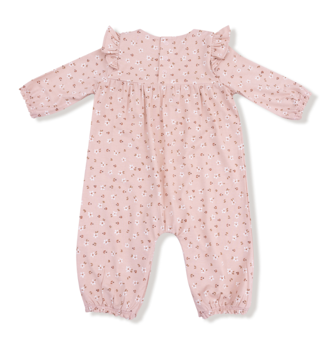 Angel Dear - Carrie Floral Pink - Bamboo - Ruffle Sleeve Romper
