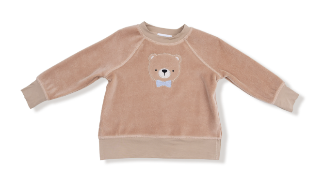 Angel Dear - Velour Teddy Bear - Raglan Sweatshirt + Jogger Set