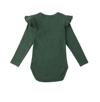 Rylee + Cru - Shoulder Ruffle Bodysuit || Green