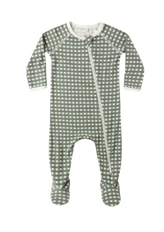 Quincy Mae - Bamboo Zip Footie || Forest Check