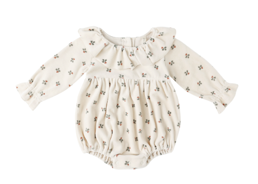Quincy Mae - Wendy Romper || Holly Berry