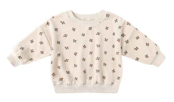 Quincy Mae - Velour Relaxed Sweatshirt + Sweatpant Set || Holly Berry