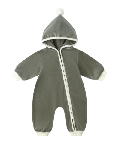 Quincy Mae - Velour Zip Jumpsuit || Forest