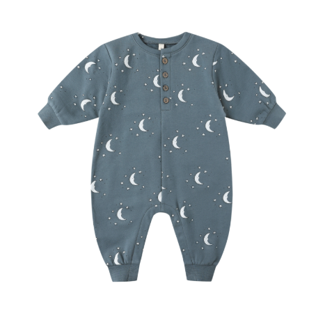 Quincy Mae - Relaxed Fleece Jumpsuit - Silver Moons