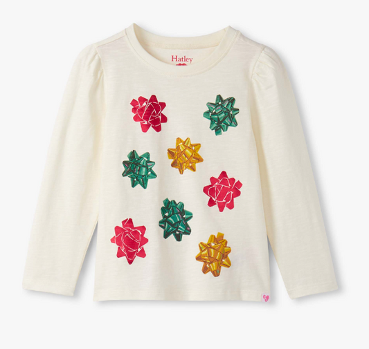 Hatley - Festive Bows Puff Sleeve Tee