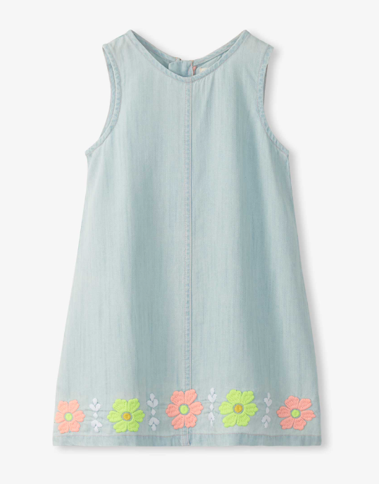 Hatley - Pinafore Dress - Soft Blue Tencel Embroidered