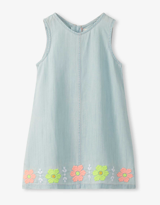 Hatley - Pinafore Dress - Soft Blue Tencel Embroidered