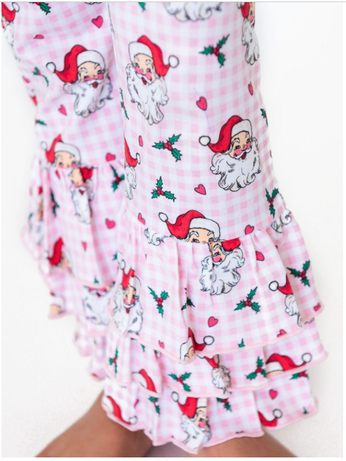RuffleButts + RuggedButts - Flare Pants - Pink Dear Santa