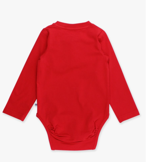 RuffleButts + RuggedButts - Knit Long Sleeve 2-Button Henley Bodysuit - Red