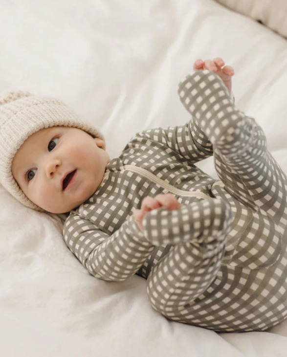 Quincy Mae - Bamboo Zip Footie || Forest Check