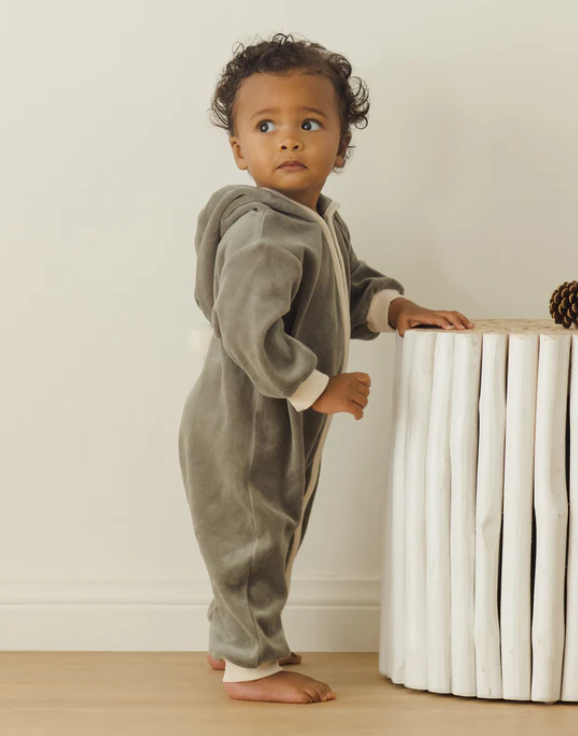 Quincy Mae - Velour Zip Jumpsuit || Forest