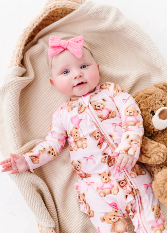 Birdie Bean - Beary Sweet Ribbed Ruffle Convertible Romper