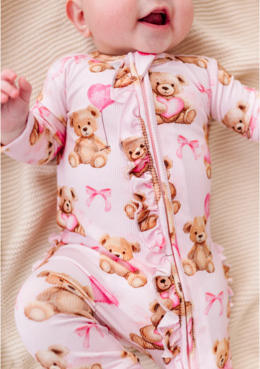 Birdie Bean - Beary Sweet Ribbed Ruffle Convertible Romper