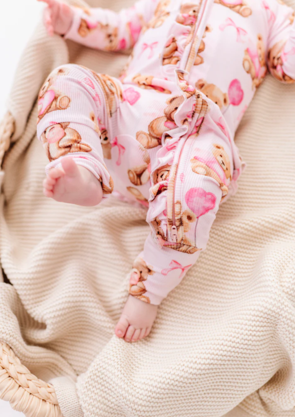 Birdie Bean - Beary Sweet Ribbed Ruffle Convertible Romper
