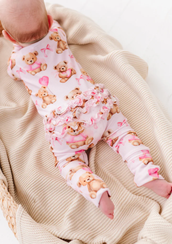 Birdie Bean - Beary Sweet Ribbed Ruffle Convertible Romper