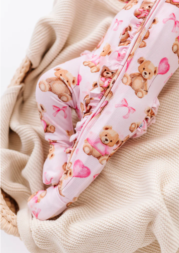 Birdie Bean - Beary Sweet Ribbed Ruffle Convertible Romper