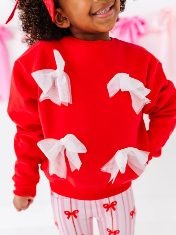 Birdie Bean - Tulle Bow Crewneck Sweatshirt