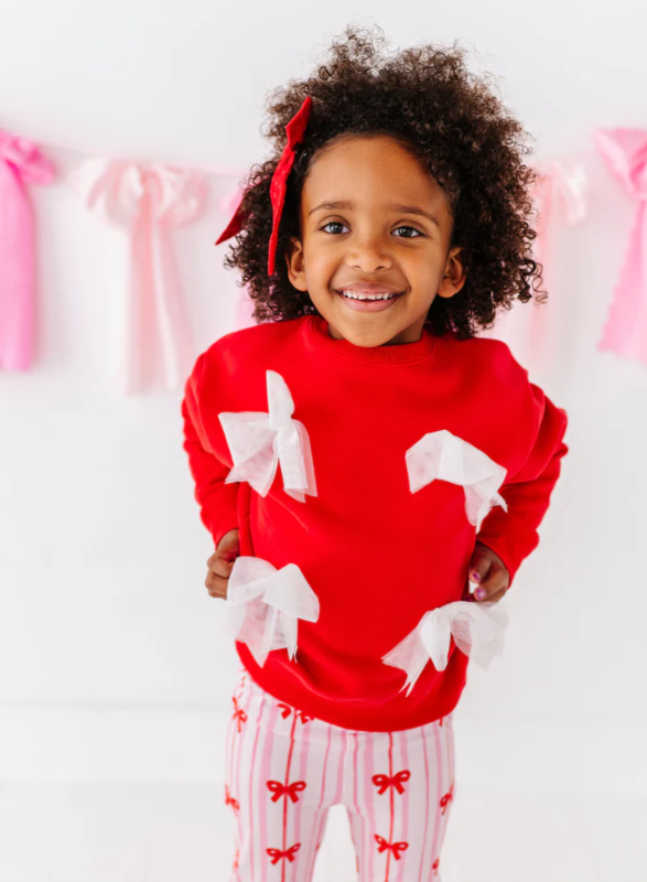 Birdie Bean - Tulle Bow Crewneck Sweatshirt