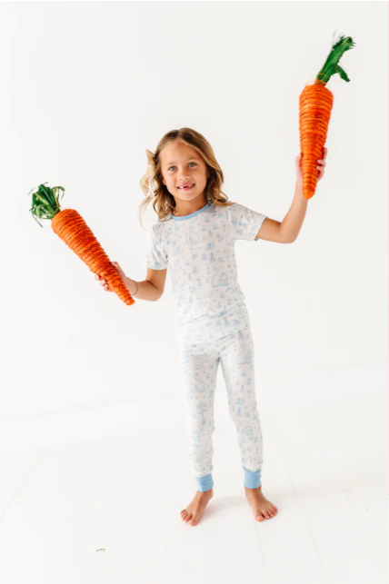 Birdie Bean - Blue Bunny Toile 2-Piece Pajamas