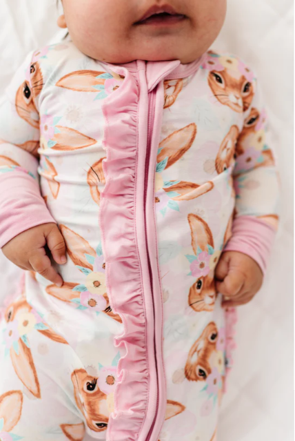 Birdie Bean - Blossom Bunny Ruffle Convertible Romper Pajama