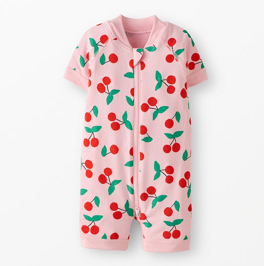 Hanna Andersson - Cherries 2-Way Zip Shortie Sleeper in Hannasoft Stretch