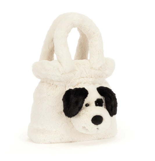 Jellycat - Rufferty Black and Cream Puppy Handbag (limit 1)